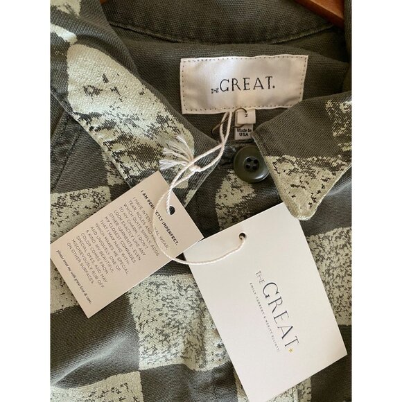 The Great Commodore Jacket Size 2 Army Green Checker Print NWT - Picture 4 of 10